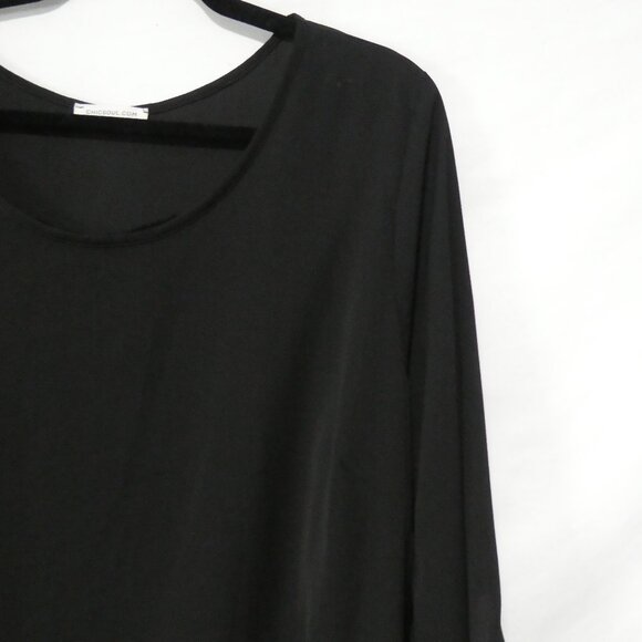 CHICSOUL | 2XL - 2X | Made In The USA | Elegant Sheer Black Dress | Tied Sleeves - Picture 4 of 16